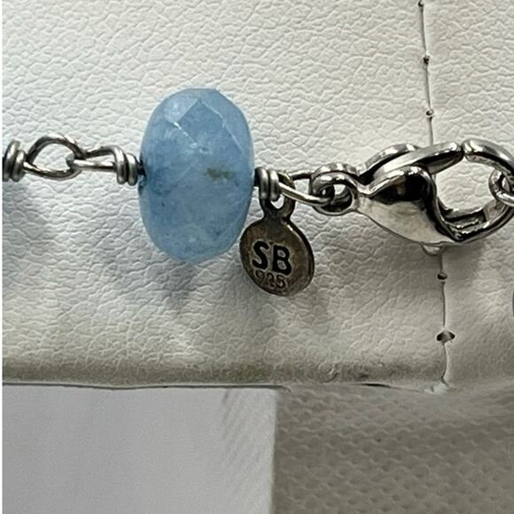 Sara Blaine Willow House Blue Jadeite Jade Sterling Single Strand Necklace - Picture 2 of 10